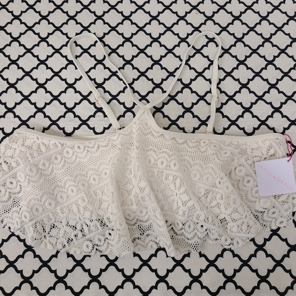 Vanilla Beach Cream Crocheted Bikini Top Size XL - Picture 1 of 8